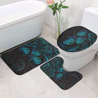 Hawaiian Mango Tribal Tattoo Bathroom Set Teal Pacific Traditional Pattern