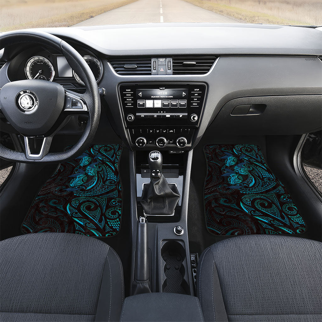 Hawaiian Mango Tribal Tattoo Car Mats Teal Pacific Traditional Pattern