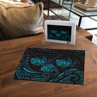 Hawaiian Mango Tribal Tattoo Puzzle Teal Pacific Traditional Pattern