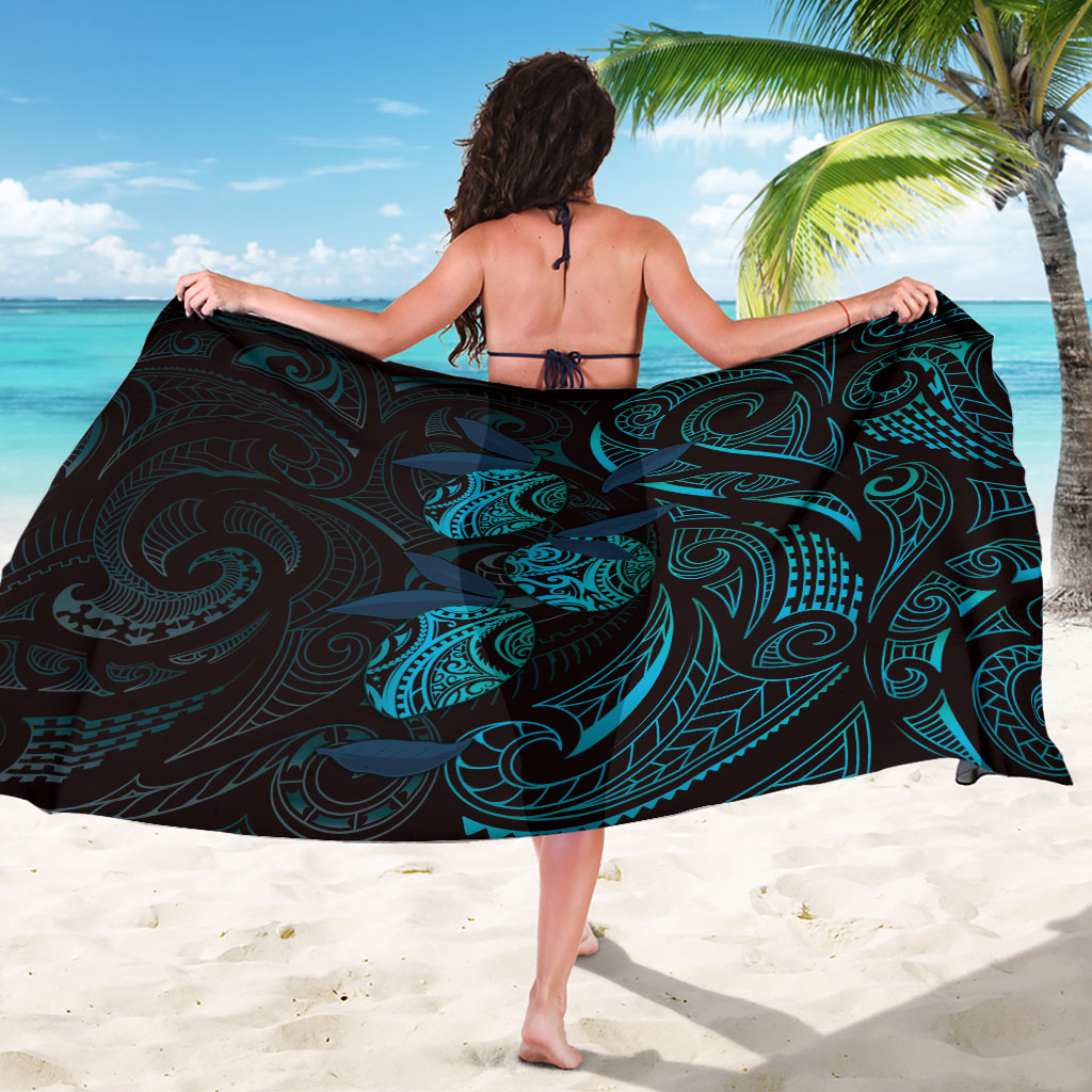 Hawaiian Mango Tribal Tattoo Sarong Teal Pacific Traditional Pattern