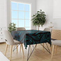 Hawaiian Mango Tribal Tattoo Tablecloth Teal Pacific Traditional Pattern