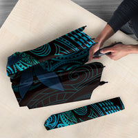 Hawaiian Mango Tribal Tattoo Umbrella Teal Pacific Traditional Pattern