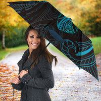 Hawaiian Mango Tribal Tattoo Umbrella Teal Pacific Traditional Pattern