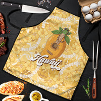 Hawaiian Mango Ukulele Apron Retro Yellow Hibiscus Pikake Lei