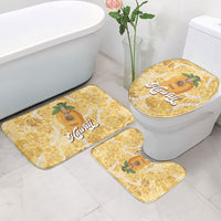 Hawaiian Mango Ukulele Bathroom Set Retro Yellow Hibiscus Pikake Lei