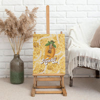 Hawaiian Mango Ukulele Canvas Wall Art Retro Yellow Hibiscus Pikake Lei