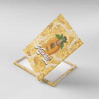 Hawaiian Mango Ukulele Canvas Wall Art Retro Yellow Hibiscus Pikake Lei