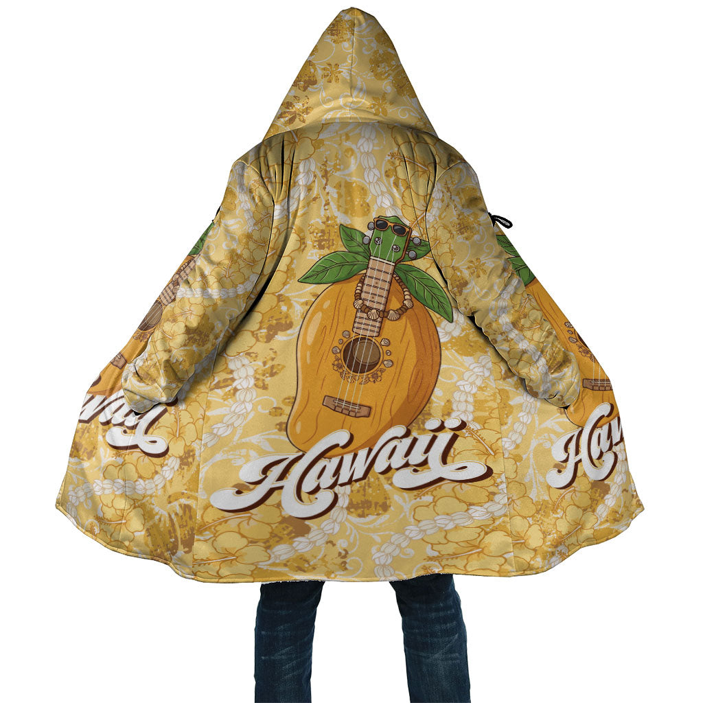 Hawaiian Mango Ukulele Cloak Retro Yellow Hibiscus Pikake Lei
