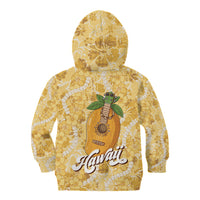 Hawaiian Mango Ukulele Kid Hoodie Retro Yellow Hibiscus Pikake Lei