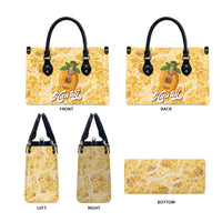 Hawaiian Mango Ukulele Leather Bag Retro Yellow Hibiscus Pikake Lei