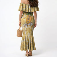 Hawaiian Mango Ukulele Mermaid Dress Retro Yellow Hibiscus Pikake Lei