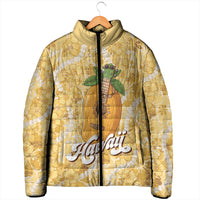 Hawaiian Mango Ukulele Padded Jacket Retro Yellow Hibiscus Pikake Lei