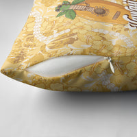 Hawaiian Mango Ukulele Pillow Cover Retro Yellow Hibiscus Pikake Lei