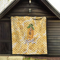 Hawaiian Mango Ukulele Quilt Retro Yellow Hibiscus Pikake Lei