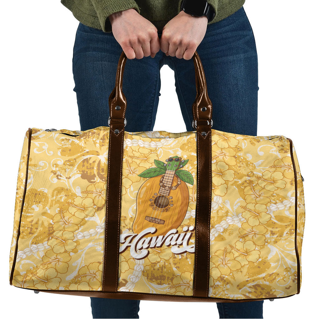 Hawaiian Mango Ukulele Travel Bag Retro Yellow Hibiscus Pikake Lei