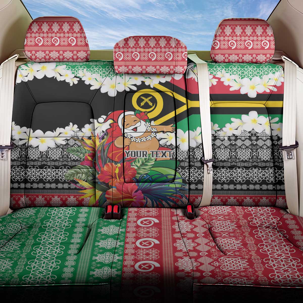 Personalised Vanuatu Joyeux Noel Back Car Seat Cover Proud To Be a Ni-Van Sand Drawing Art - Polynesian Pride