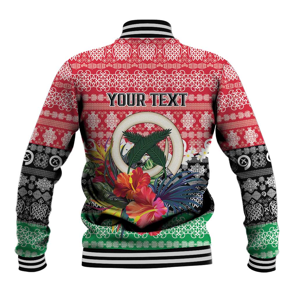 Personalised Vanuatu Joyeux Noel Baseball Jacket Proud To Be a Ni-Van Sand Drawing Art - Polynesian Pride