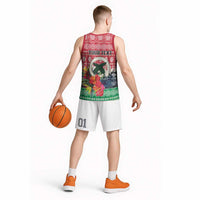 Personalised Vanuatu Joyeux Noel Basketball Jersey Proud To Be a Ni-Van Sand Drawing Art - Polynesian Pride