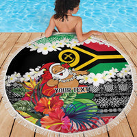 Personalised Vanuatu Joyeux Noel Beach Blanket Proud To Be a Ni-Van Sand Drawing Art - Polynesian Pride