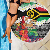 Personalised Vanuatu Joyeux Noel Beach Blanket Proud To Be a Ni-Van Sand Drawing Art - Polynesian Pride