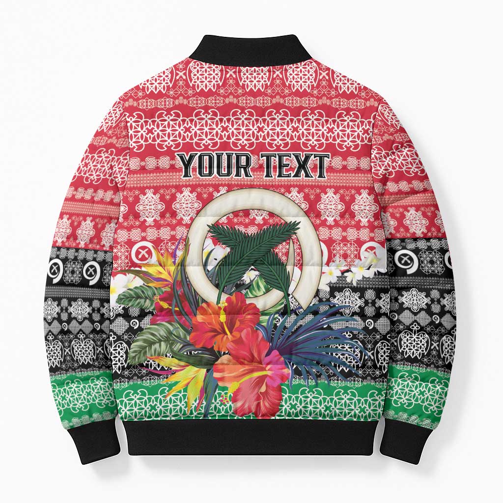 Personalised Vanuatu Joyeux Noel Bomber Puffer Jacket Proud To Be a Ni-Van Sand Drawing Art - Polynesian Pride