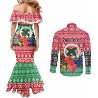 Personalised Vanuatu Joyeux Noel Couples Matching Mermaid Dress and Long Sleeve Button Shirt Proud To Be a Ni-Van Sand Drawing Art - Polynesian Pride