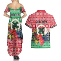 Personalised Vanuatu Joyeux Noel Couples Matching Summer Maxi Dress and Hawaiian Shirt Proud To Be a Ni-Van Sand Drawing Art - Polynesian Pride