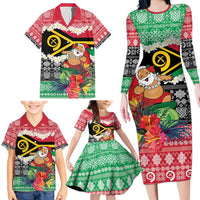 Personalised Vanuatu Joyeux Noel Family Matching Long Sleeve Bodycon Dress and Hawaiian Shirt Proud To Be a Ni-Van Sand Drawing Art - Polynesian Pride
