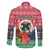 Personalised Vanuatu Joyeux Noel Family Matching Off The Shoulder Long Sleeve Dress and Hawaiian Shirt Proud To Be a Ni-Van Sand Drawing Art - Polynesian Pride