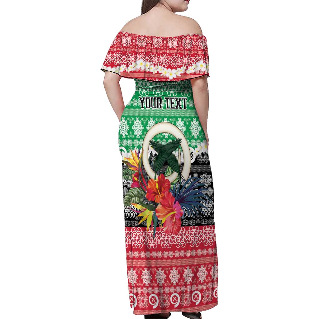 Personalised Vanuatu Joyeux Noel Family Matching Off Shoulder Maxi Dress and Hawaiian Shirt Proud To Be a Ni-Van Sand Drawing Art - Polynesian Pride