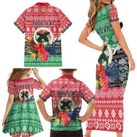 Personalised Vanuatu Joyeux Noel Family Matching Short Sleeve Bodycon Dress and Hawaiian Shirt Proud To Be a Ni-Van Sand Drawing Art - Polynesian Pride