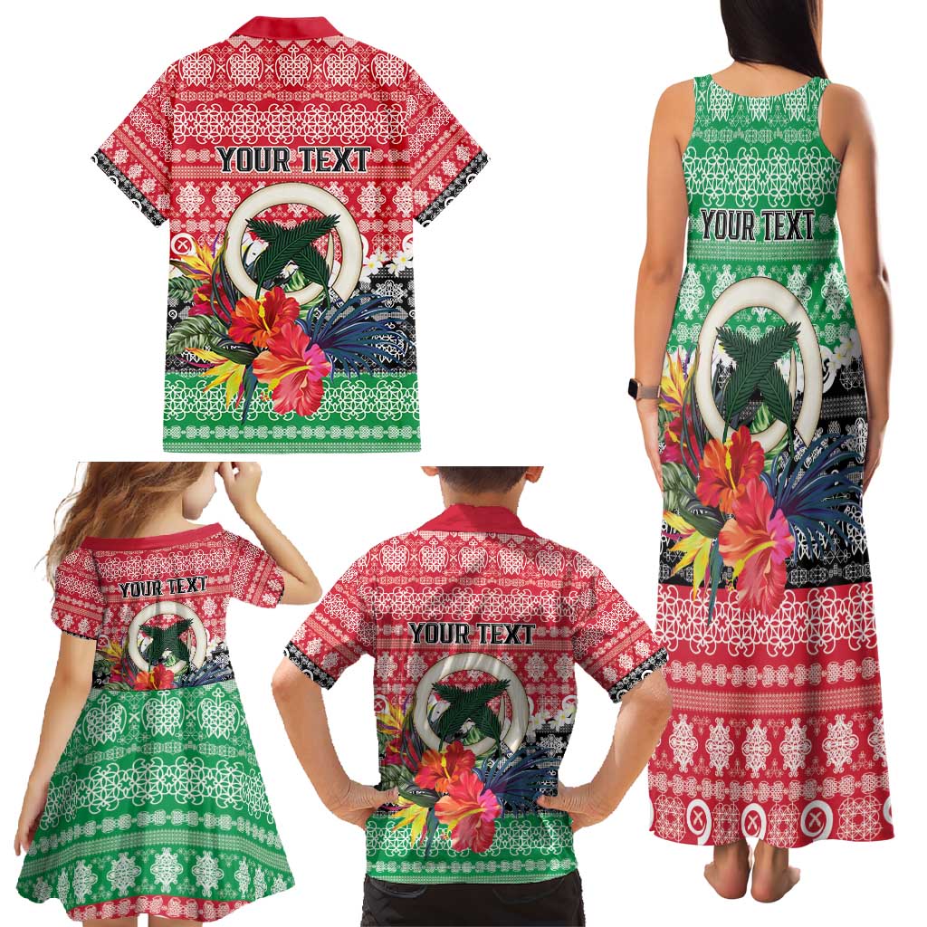 Personalised Vanuatu Joyeux Noel Family Matching Tank Maxi Dress and Hawaiian Shirt Proud To Be a Ni-Van Sand Drawing Art - Polynesian Pride