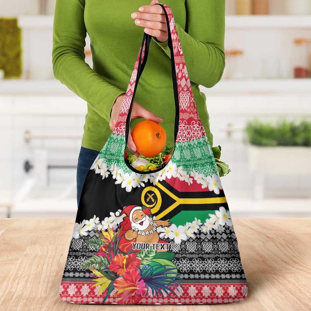 Personalised Vanuatu Joyeux Noel Grocery Bag Proud To Be a Ni-Van Sand Drawing Art - Polynesian Pride