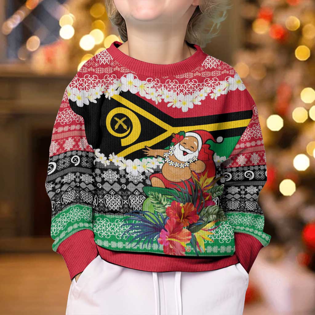 Personalised Vanuatu Joyeux Noel Kid Ugly Christmas Sweater Proud To Be a Ni-Van Sand Drawing Art - Polynesian Pride