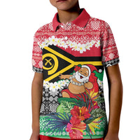Personalised Vanuatu Joyeux Noel Kid Polo Shirt Proud To Be a Ni-Van Sand Drawing Art - Polynesian Pride