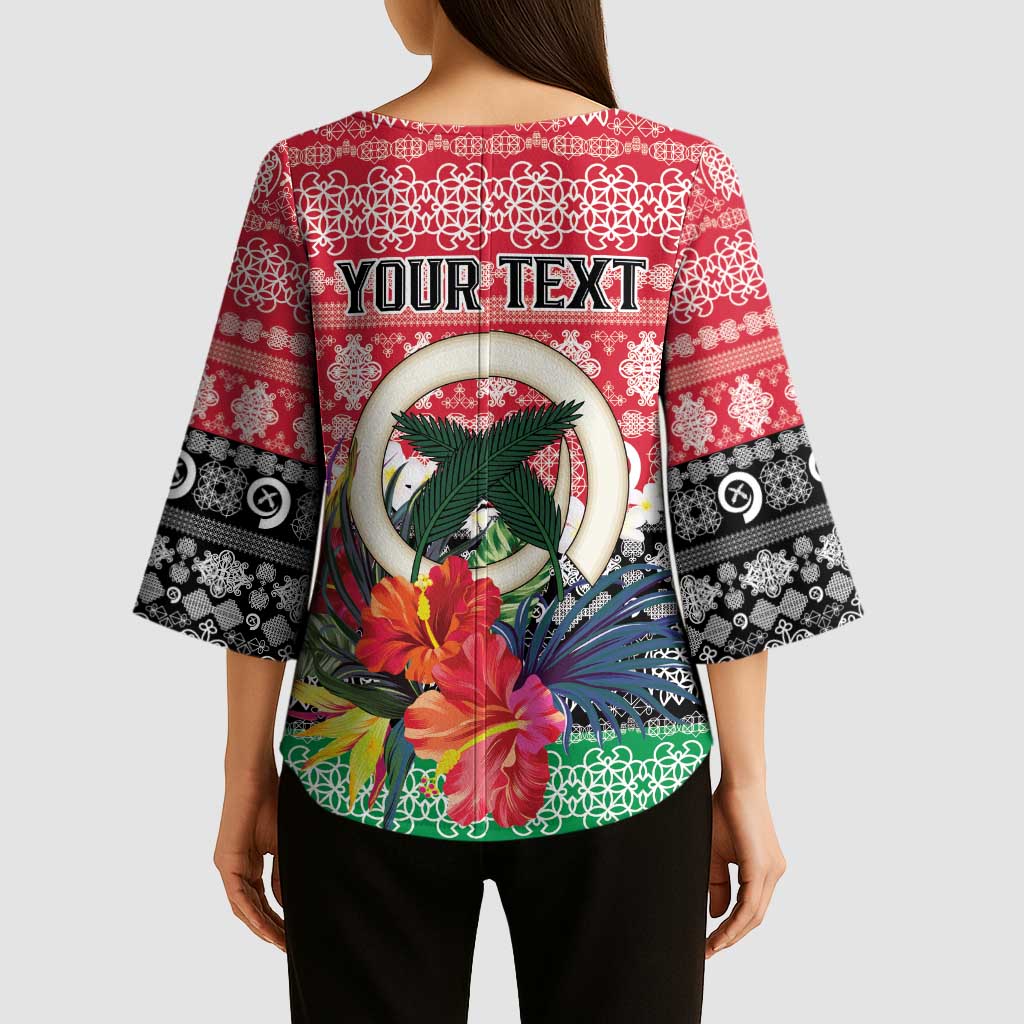Personalised Vanuatu Joyeux Noel Kimono Sleeve Blouse Proud To Be a Ni-Van Sand Drawing Art - Polynesian Pride