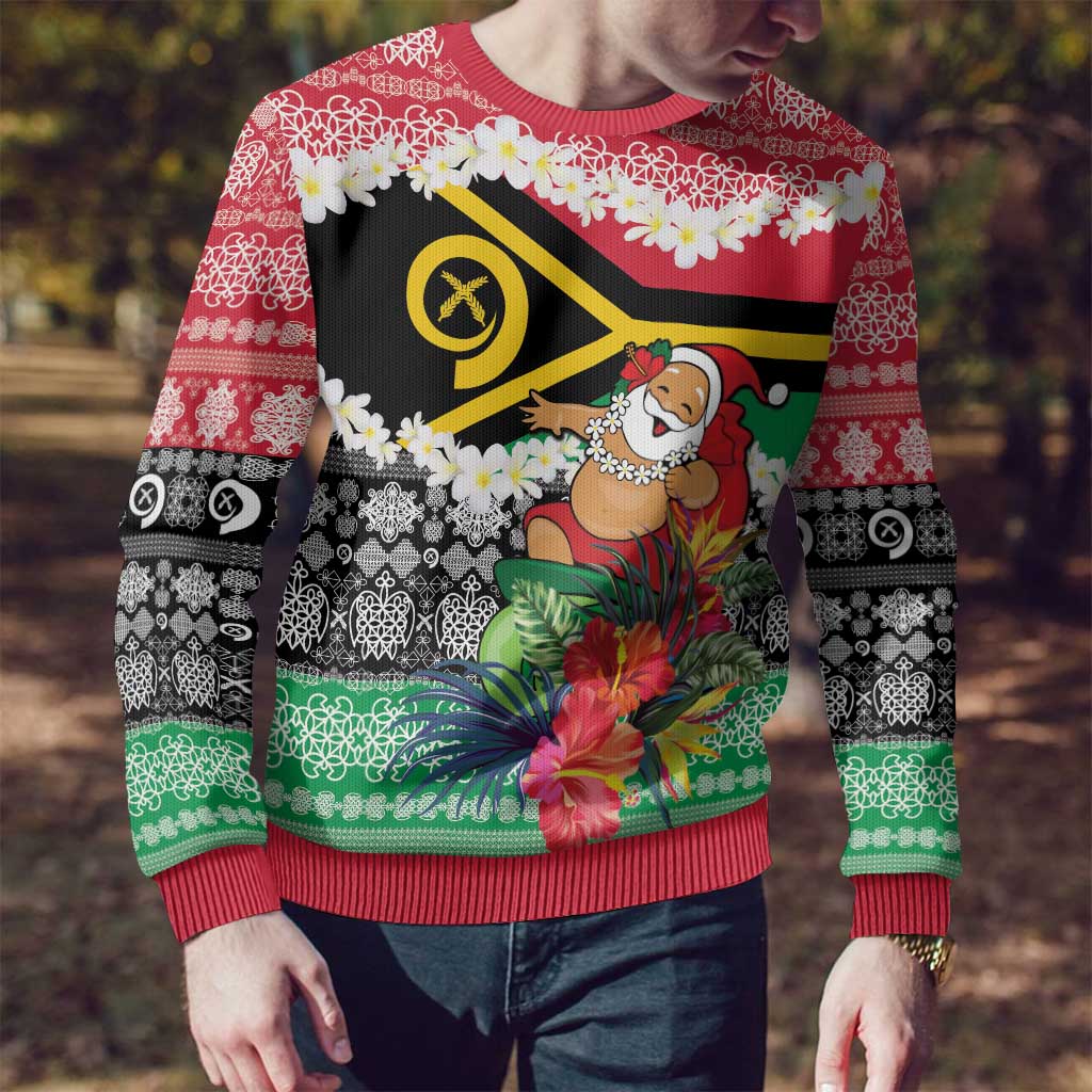 Personalised Vanuatu Joyeux Noel Ugly Christmas Sweater Proud To Be a Ni-Van Sand Drawing Art - Polynesian Pride