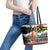 Personalised Vanuatu Joyeux Noel Leather Tote Bag Proud To Be a Ni-Van Sand Drawing Art - Polynesian Pride