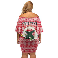 Personalised Vanuatu Joyeux Noel Off Shoulder Short Dress Proud To Be a Ni-Van Sand Drawing Art - Polynesian Pride