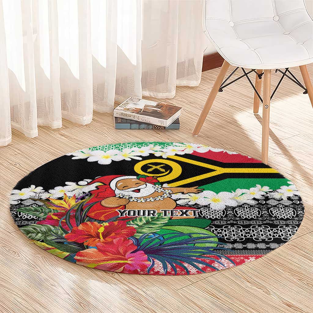 Personalised Vanuatu Joyeux Noel Round Carpet Proud To Be a Ni-Van Sand Drawing Art - Polynesian Pride
