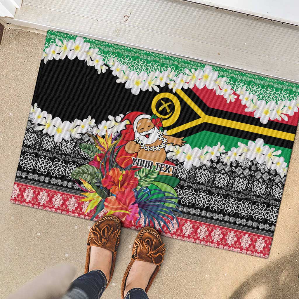 Personalised Vanuatu Joyeux Noel Rubber Doormat Proud To Be a Ni-Van Sand Drawing Art - Polynesian Pride