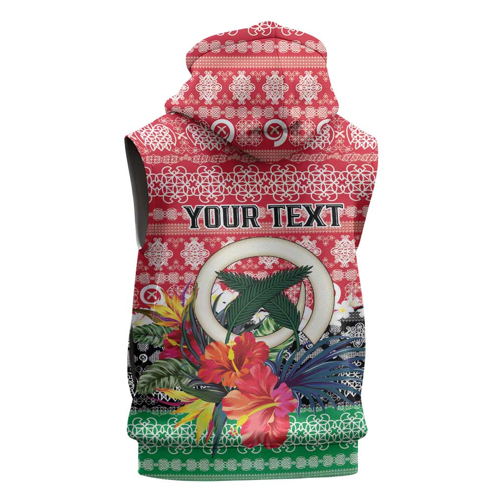 Personalised Vanuatu Joyeux Noel Sleeveless Hoodie Proud To Be a Ni-Van Sand Drawing Art - Polynesian Pride
