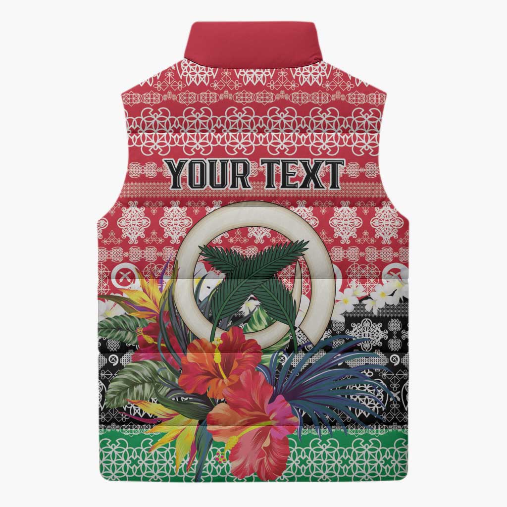 Personalised Vanuatu Joyeux Noel Sleeveless Puffer Jacket Proud To Be a Ni-Van Sand Drawing Art - Polynesian Pride