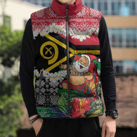 Personalised Vanuatu Joyeux Noel Sleeveless Puffer Jacket Proud To Be a Ni-Van Sand Drawing Art - Polynesian Pride