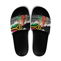 Personalised Vanuatu Joyeux Noel Slide Sandals Proud To Be a Ni-Van Sand Drawing Art - Polynesian Pride