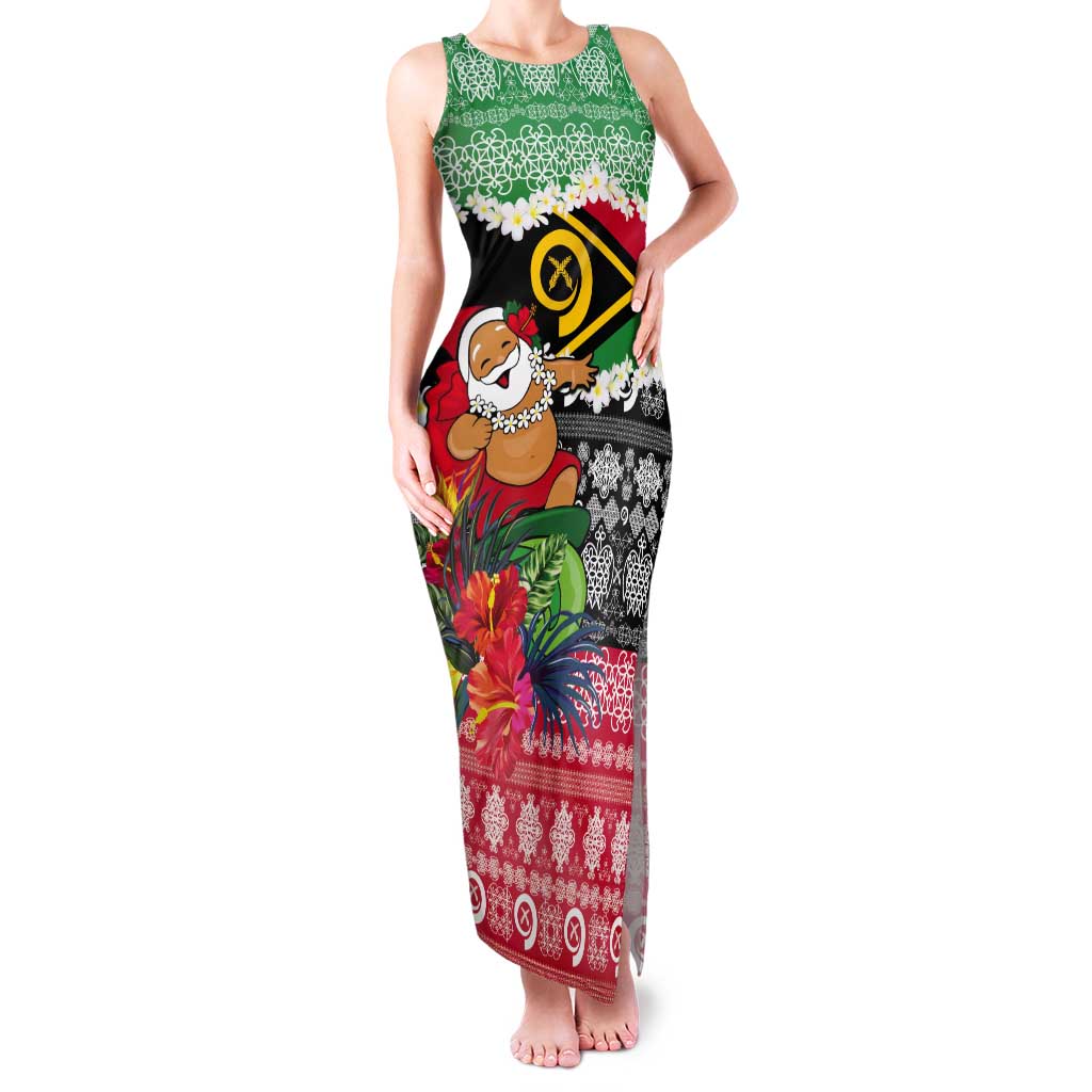 Personalised Vanuatu Joyeux Noel Tank Maxi Dress Proud To Be a Ni-Van Sand Drawing Art - Polynesian Pride