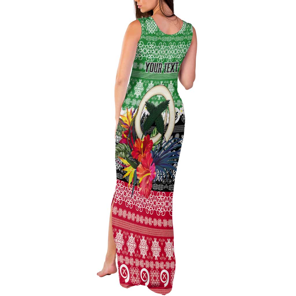 Personalised Vanuatu Joyeux Noel Tank Maxi Dress Proud To Be a Ni-Van Sand Drawing Art - Polynesian Pride
