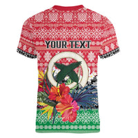 Personalised Vanuatu Joyeux Noel Women V-Neck T-Shirt Proud To Be a Ni-Van Sand Drawing Art - Polynesian Pride