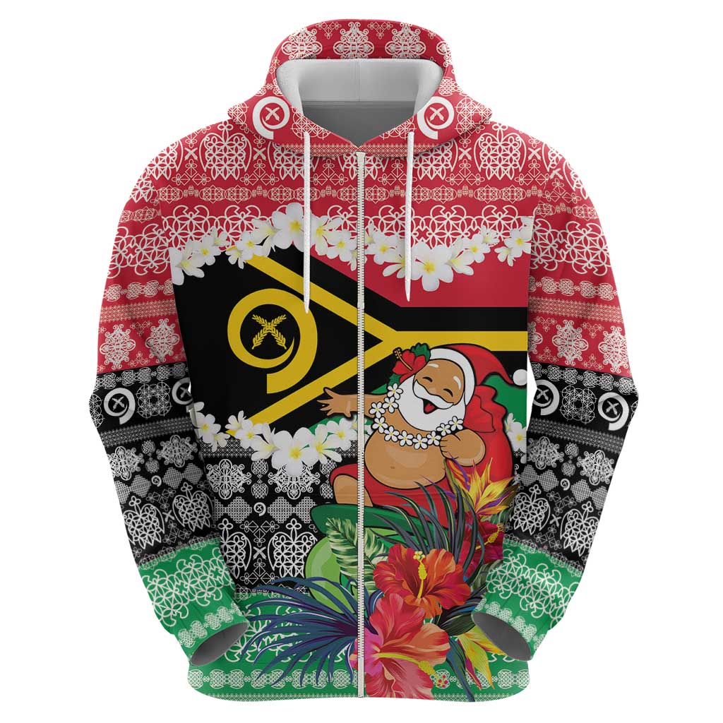 Personalised Vanuatu Joyeux Noel Zip Hoodie Proud To Be a Ni-Van Sand Drawing Art - Polynesian Pride