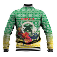 Personalised Malampa Joyeux Noel Baseball Jacket Proud To Be a Ni-Van Sand Drawing Art - Polynesian Pride